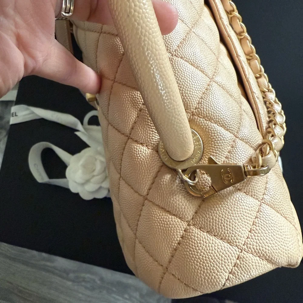 Coco Chanel beige quilted caviar, medium coco top